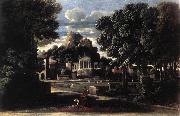 POUSSIN, Nicolas Landscape with the Gathering of the Ashes of Phocion by his Widow af Spain oil painting artist